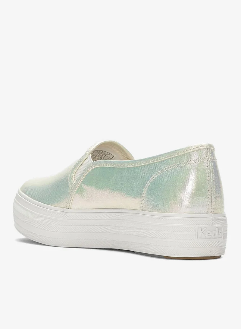 Keds Snow White/Iridescent Keds Women's Triple Decker Slip On Canvas Digi Femme Casual Sneaker White for Women | Best Price UAE